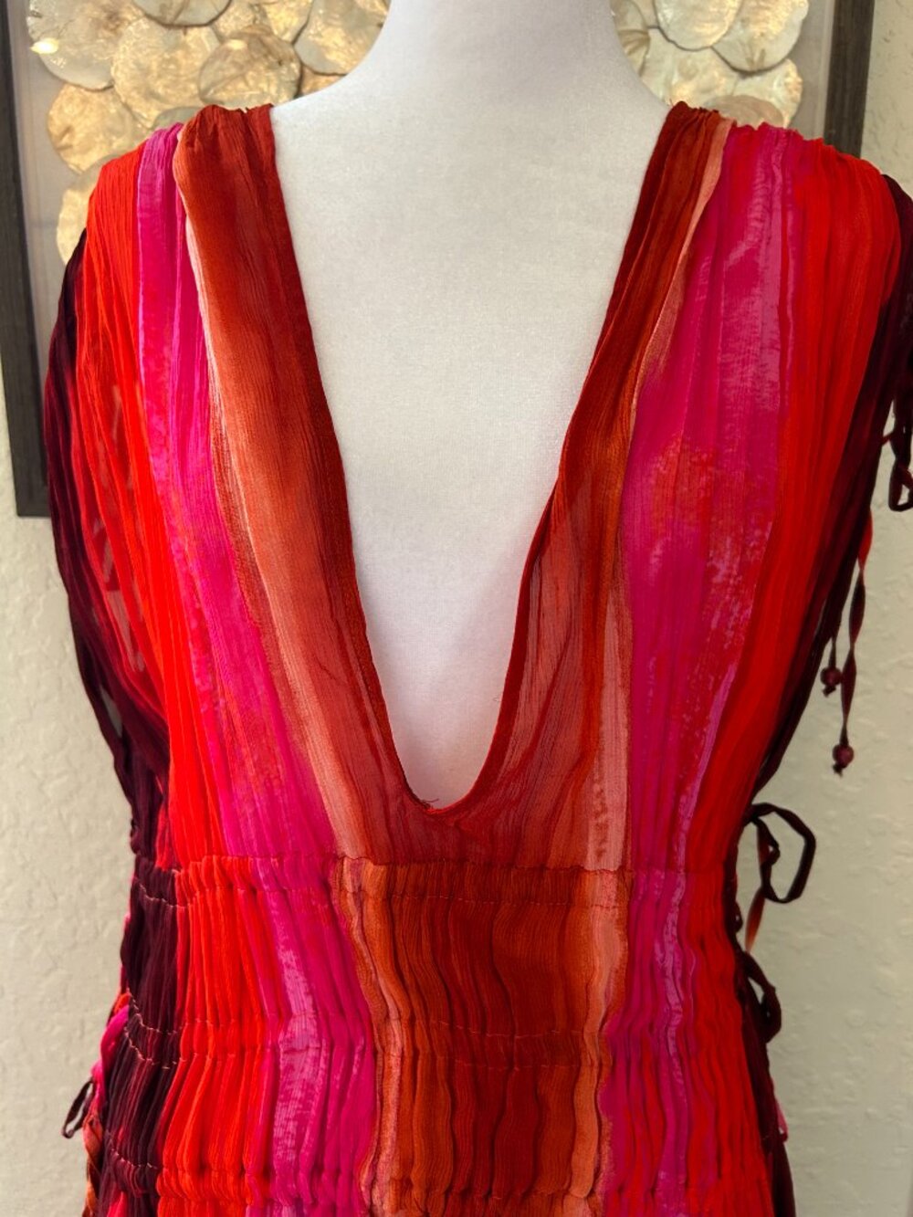 NWOT Zara Grecian Beaded Side Tie Maxi Dress - Picture 4 of 9